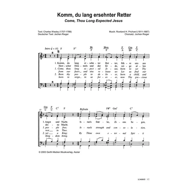 Produktbild des Artikels Komm, du lang ersehnter Retter (Noten - Download)