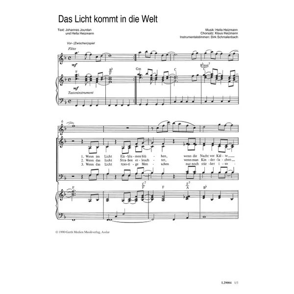 Produktbild des Artikels Das Licht kommt in die Welt (Noten - Download)