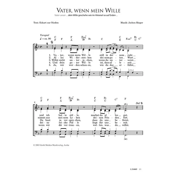 Produktbild des Artikels Vater, wenn mein Wille (Noten - Download)