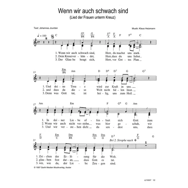 Produktbild des Artikels Wenn wir auch schwach sind (Noten - Download)