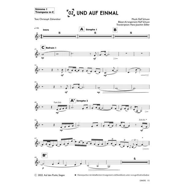 Produktbild des Artikels Und auf einmal (1. Trompete in C) (Noten - Download)