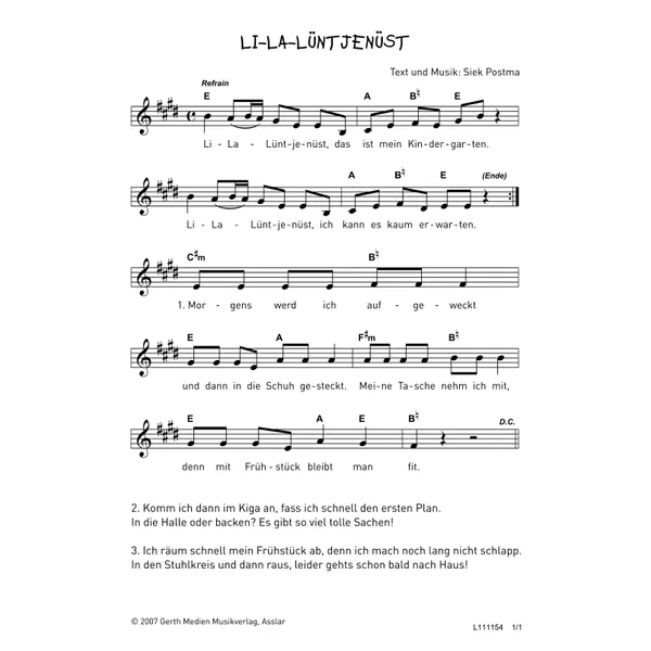 Produktbild des Artikels Li-La-Lüntjenüst (Noten - Download)