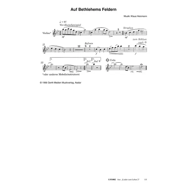 Produktbild des Artikels Auf Bethlehems Feldern (Streicher) (Noten - Download)