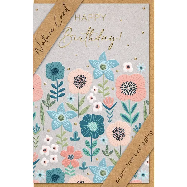 Produktbild des Artikels Faltkarte "Happy Birthday"/Bunte Blumen (Schreibwaren)