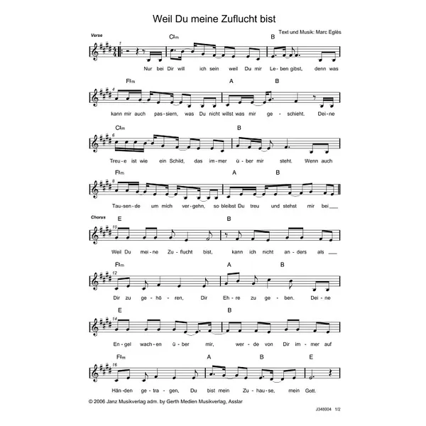 Produktbild des Artikels Weil du meine Zuflucht bist (Noten - Download)