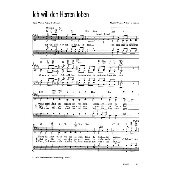 Produktbild des Artikels Ich will den Herren loben (Noten - Download)