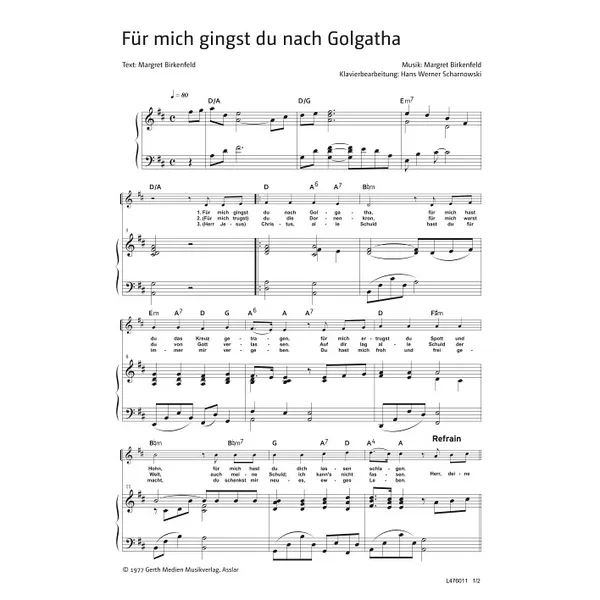 Produktbild des Artikels Für mich gingst du nach Golgatha (Noten - Download)