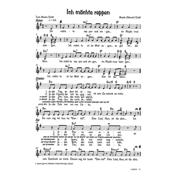 Produktbild des Artikels Ich möchte rappen (Noten - Download)