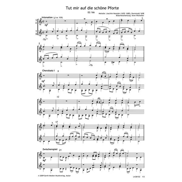 Produktbild des Artikels Tut mir auf die schöne Pforte (Noten - Download)