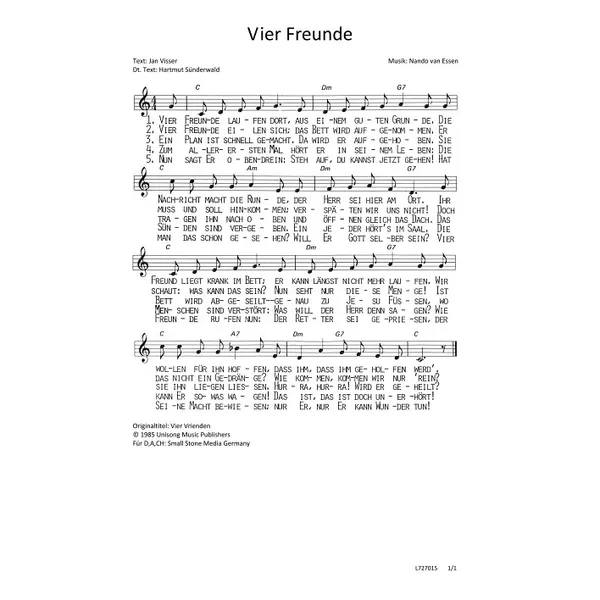 Produktbild des Artikels Vier Freunde (Noten - Download)