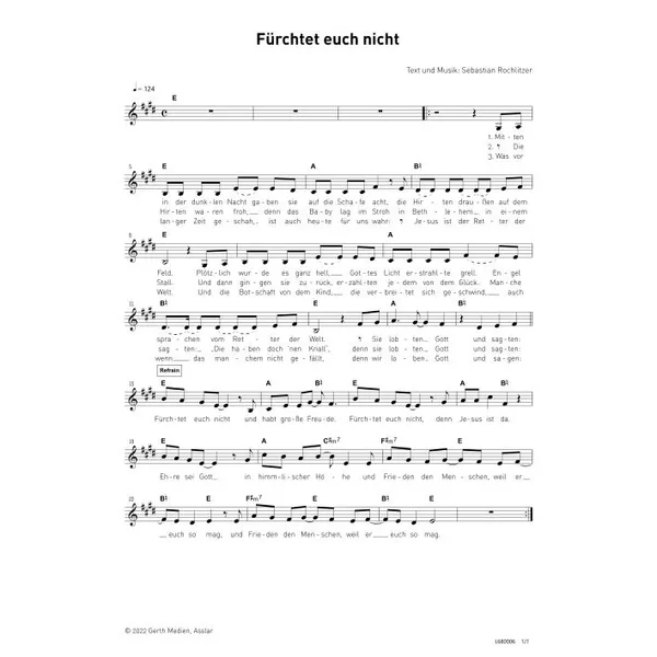 Produktbild des Artikels Fürchtet euch nicht (Noten - Download)
