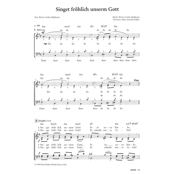 Produktbild des Artikels Singet fröhlich unserm Gott (Noten - Download)