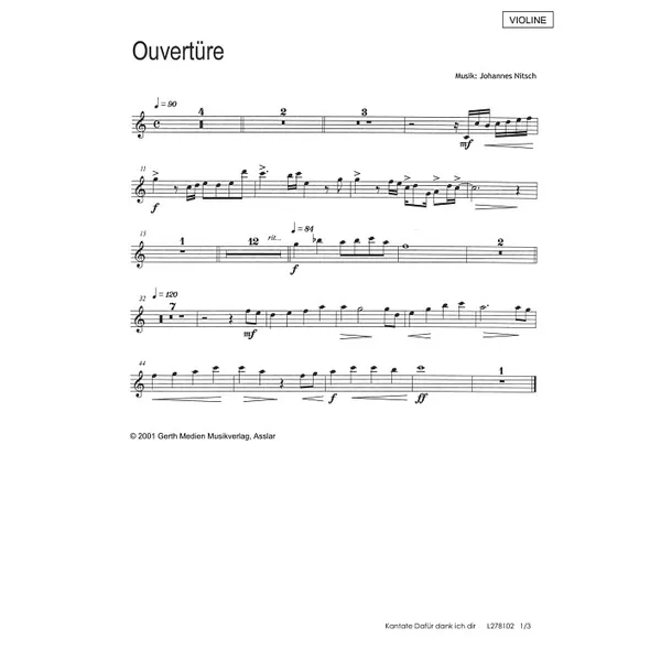 Produktbild des Artikels Dafür danke ich dir (Violine) (Noten - Download)