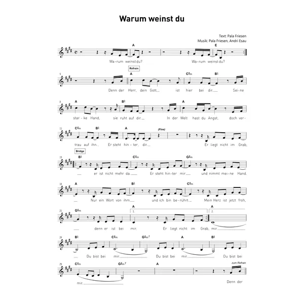 Produktbild des Artikels Warum weinst du (Noten - Download)