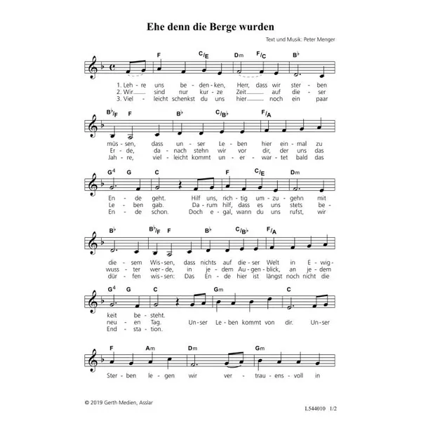 Produktbild des Artikels Ehe denn die Berge wurden (Noten - Download)