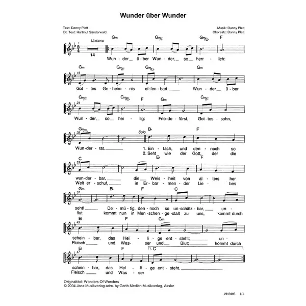 Produktbild des Artikels Wunder über Wunder (Noten - Download)