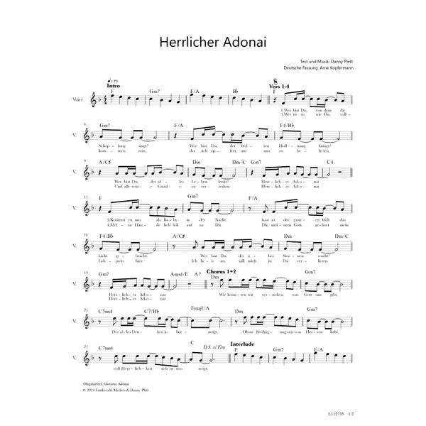 Produktbild des Artikels Herrlicher Adonai (Noten - Download)