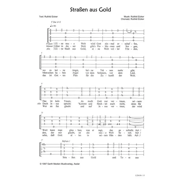 Produktbild des Artikels Straßen aus Gold (Noten - Download)