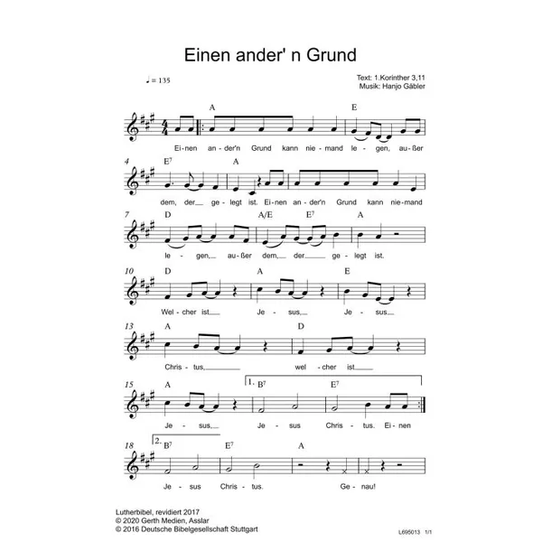 Produktbild des Artikels Einen andern Grund (Noten - Download)