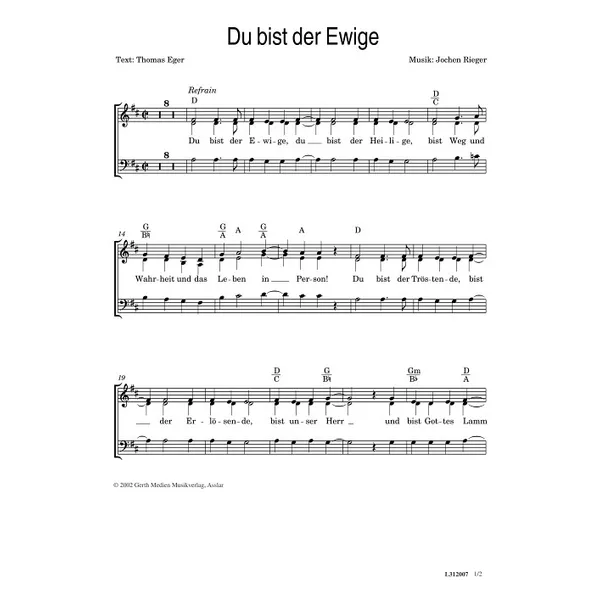 Produktbild des Artikels Du bist der Ewige (Noten - Download)