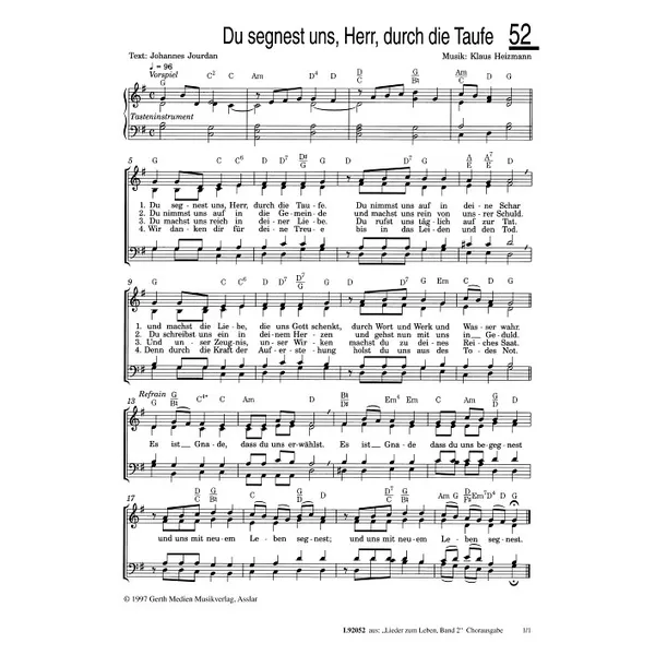 Produktbild des Artikels Du segnest uns, Herr, durch die Taufe (Noten - Download)