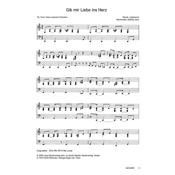 Produktbild des Artikels Gib mir Liebe ins Herz (Noten - Download)