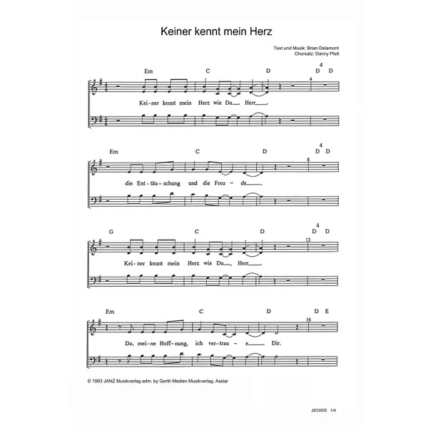 Produktbild des Artikels Keiner kennt mein Herz (Noten - Download)