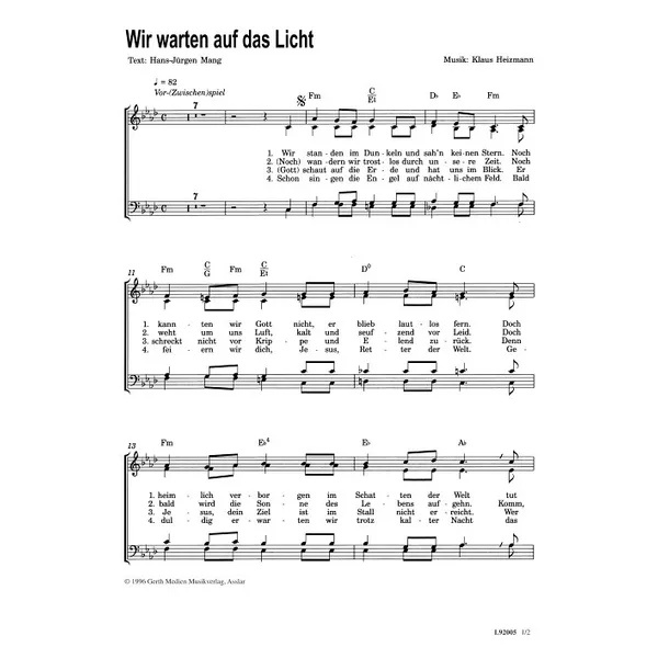 Produktbild des Artikels Wir warten auf das Licht (Noten - Download)