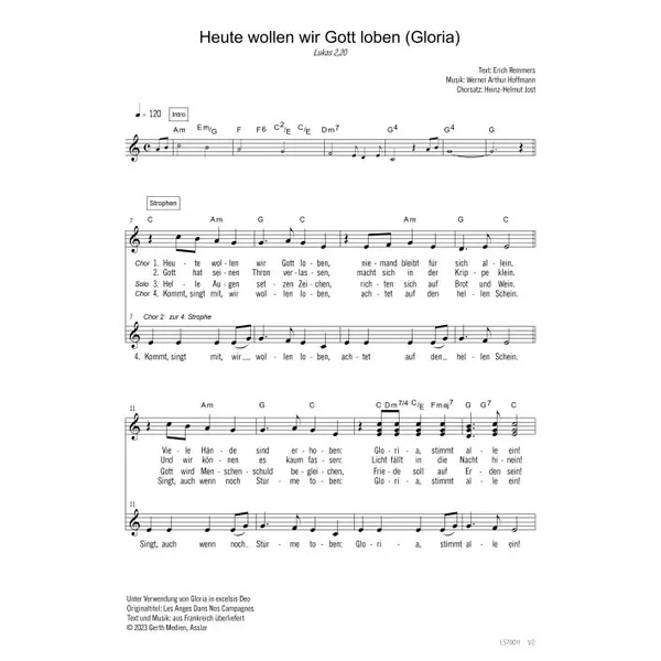 Produktbild des Artikels Heute wollen wir Gott loben (Gloria) (Noten - Download)