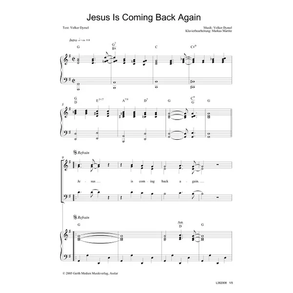 Produktbild des Artikels Jesus is coming back again (Noten - Download)
