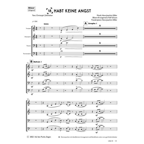 Produktbild des Artikels Habt keine Angst (Bläser) (Noten - Download)