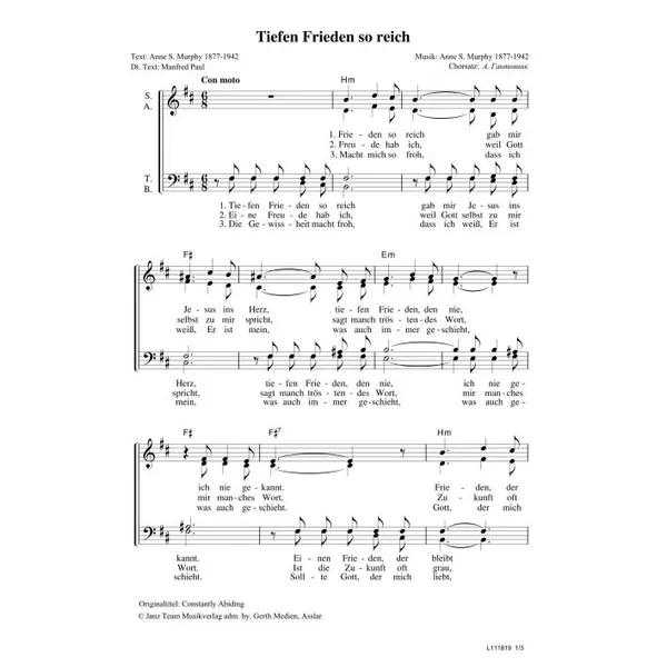 Produktbild des Artikels Tiefen Frieden so reich (Noten - Download)