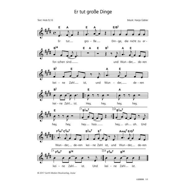 Produktbild des Artikels Er tut große Dinge (Noten - Download)