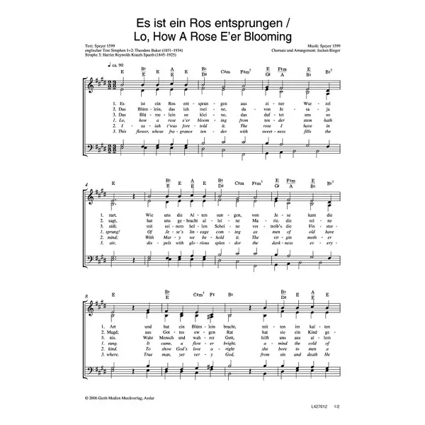 Produktbild des Artikels Es ist ein Ros entsprungen (Noten - Download)