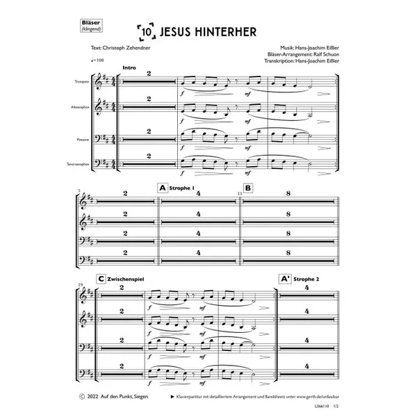 Produktbild des Artikels Jesus hinterher (Bläser) (Noten - Download)