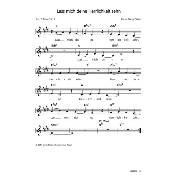 Produktbild des Artikels Lass mich deine Herrlichkeit sehn (Noten - Download)