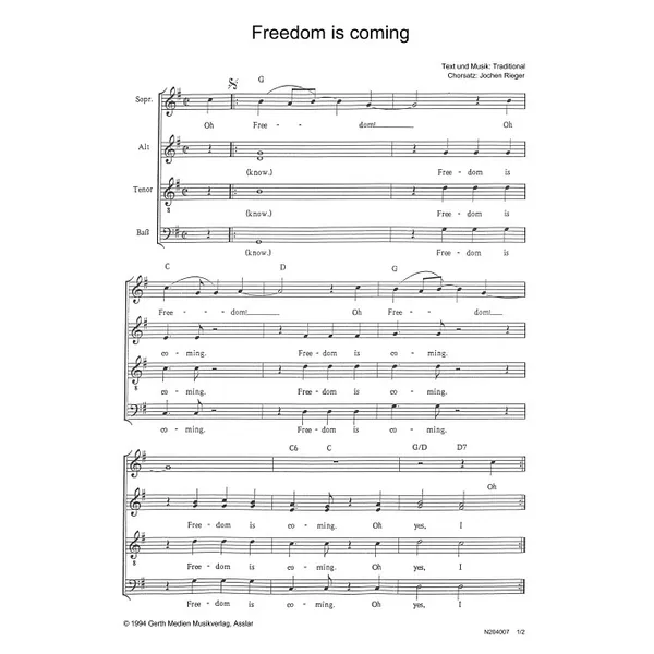 Produktbild des Artikels Freedom Is Coming (Noten - Download)