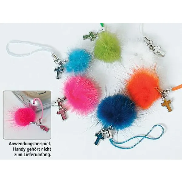 Produktbild des Artikels Phone Strap mit Puschel "Kreuz" ()