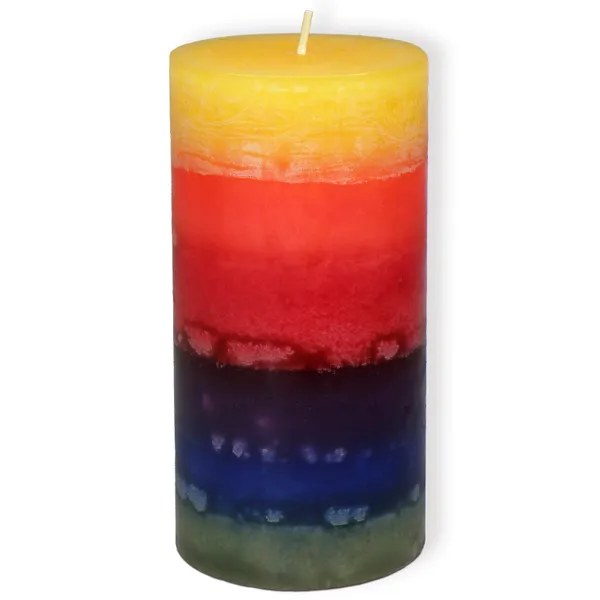 Produktbild des Artikels Regenbogenkerze Stumpenform - 15 cm ()