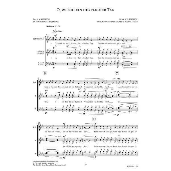 Produktbild des Artikels O welch ein herrlicher Tag (Noten - Download)