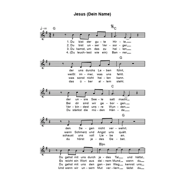 Produktbild des Artikels Jesus (Dein Name) (Noten - Download)