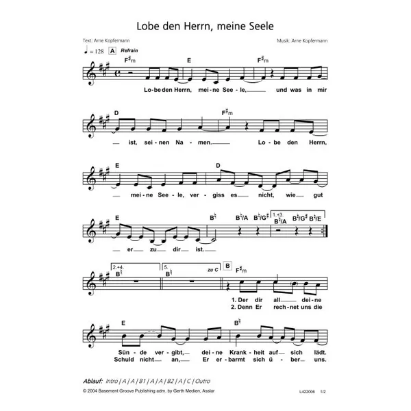 Produktbild des Artikels Lobe den Herrn, meine Seele (Noten - Download)