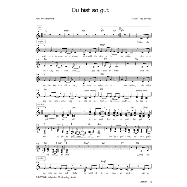 Produktbild des Artikels Du bist so gut (Noten - Download)