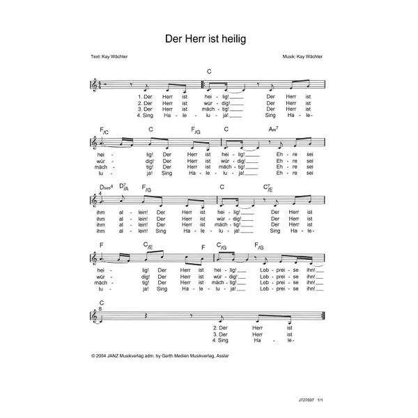 Produktbild des Artikels Der Herr ist heilig (Noten - Download)