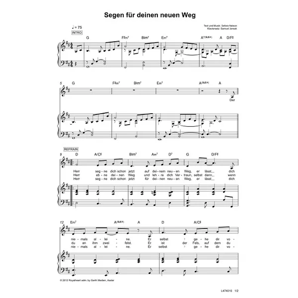 Produktbild des Artikels Segen für deinen neuen Weg (Noten - Download)