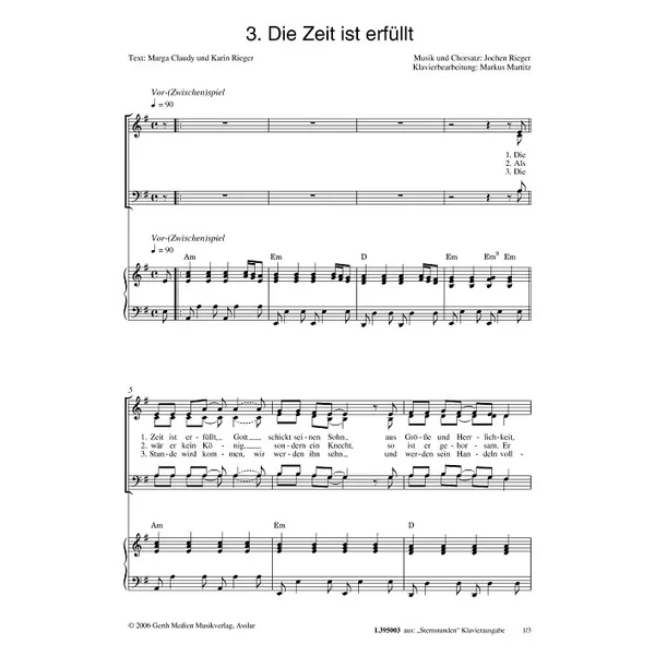 Produktbild des Artikels Die Zeit ist erfüllt (Noten - Download)