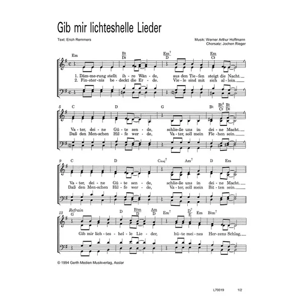Produktbild des Artikels Gib mir lichteshelle Lieder (Noten - Download)