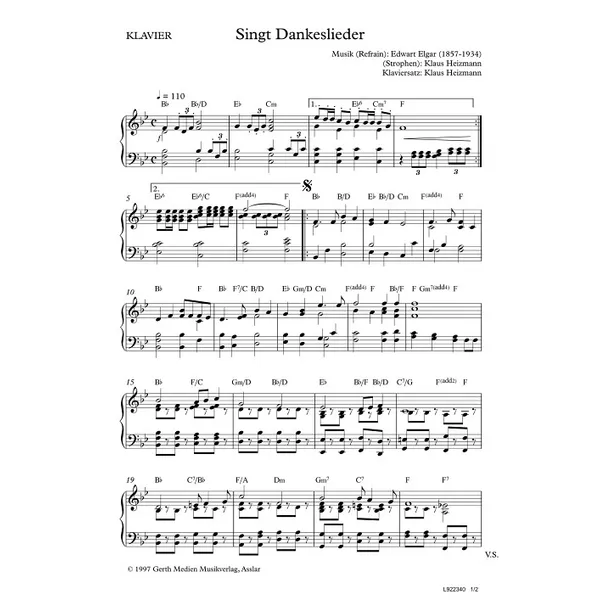 Produktbild des Artikels Singt Dankeslieder (Klavier) (Noten - Download)