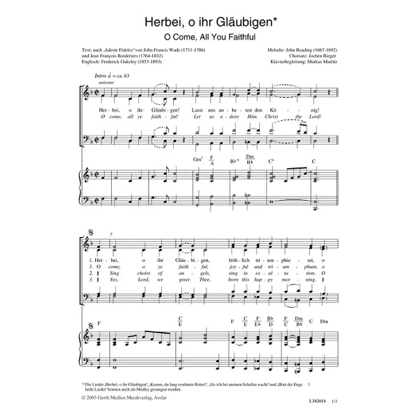Produktbild des Artikels Herbei o ihr Gläubigen (Noten - Download)