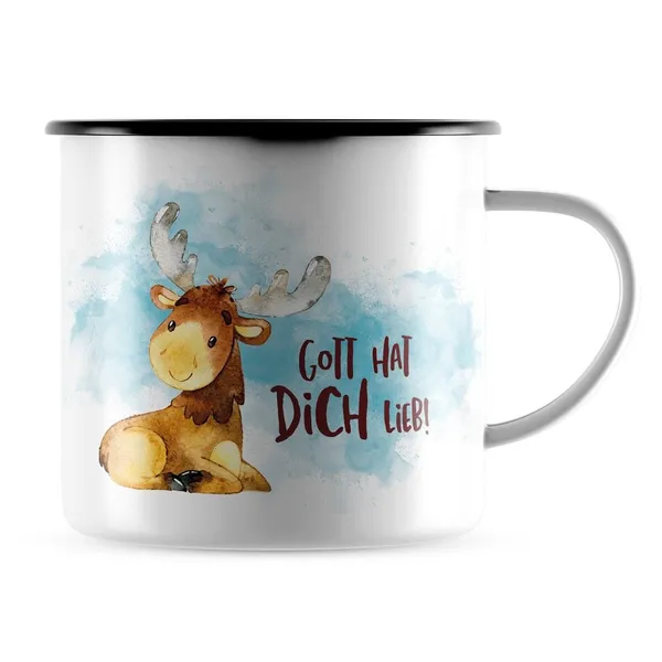 Produktbild des Artikels Emaille-Becher "Gott hat dich lieb" ()